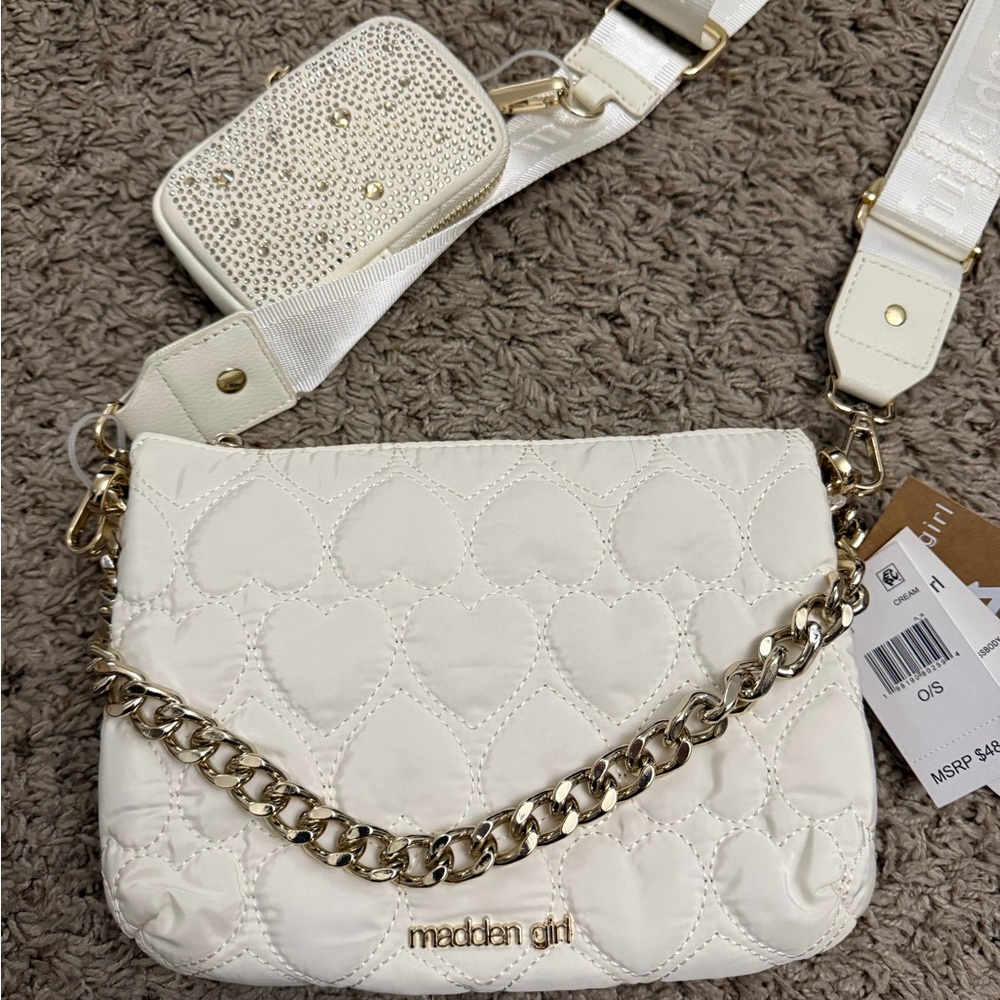 Madden Girl White Quilted Crossbody Bag